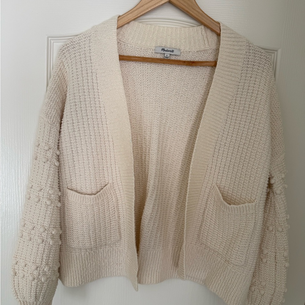Madewell Cream Open-Front Knit Cardigan Sweater